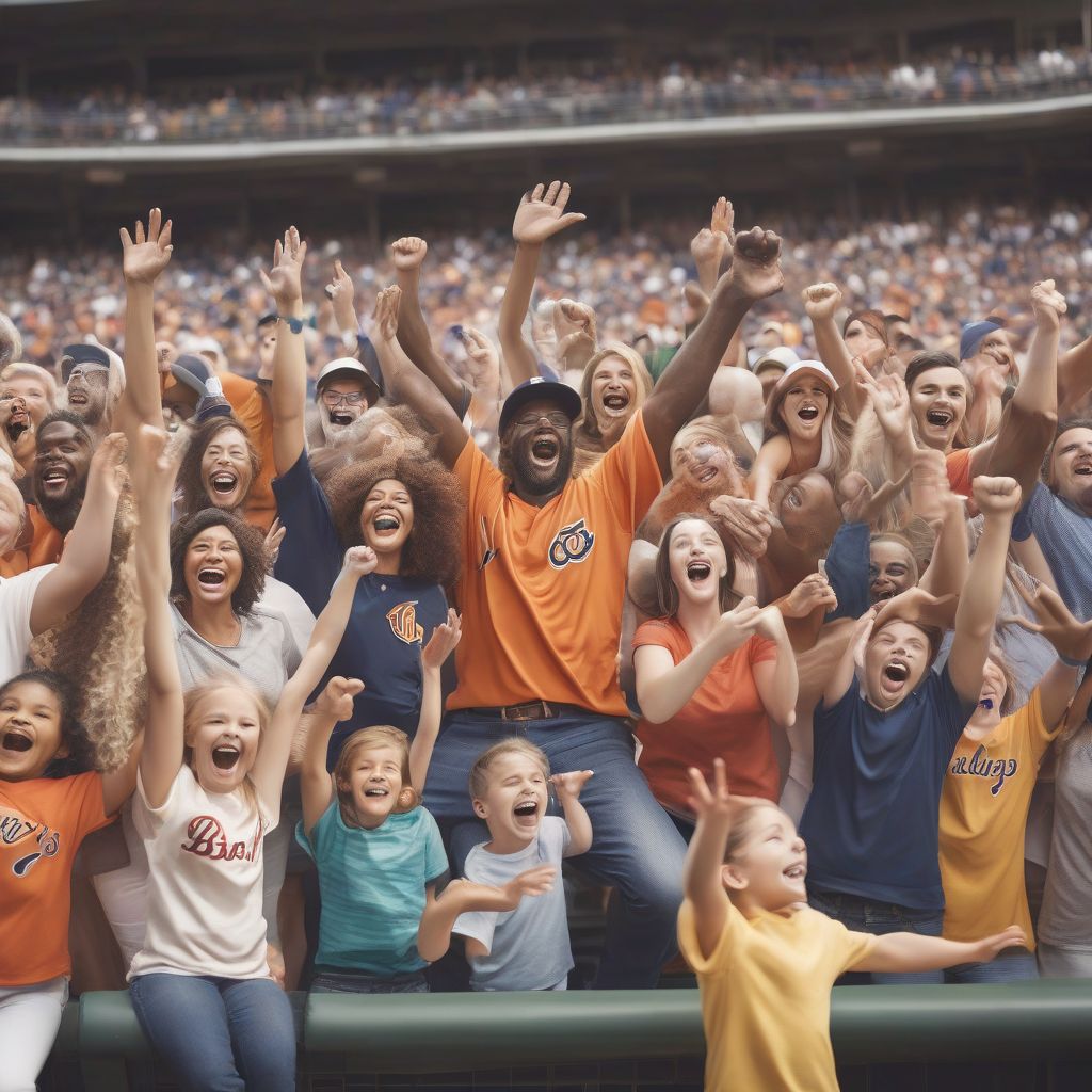 Baseball Fans Celebrating a Home Run