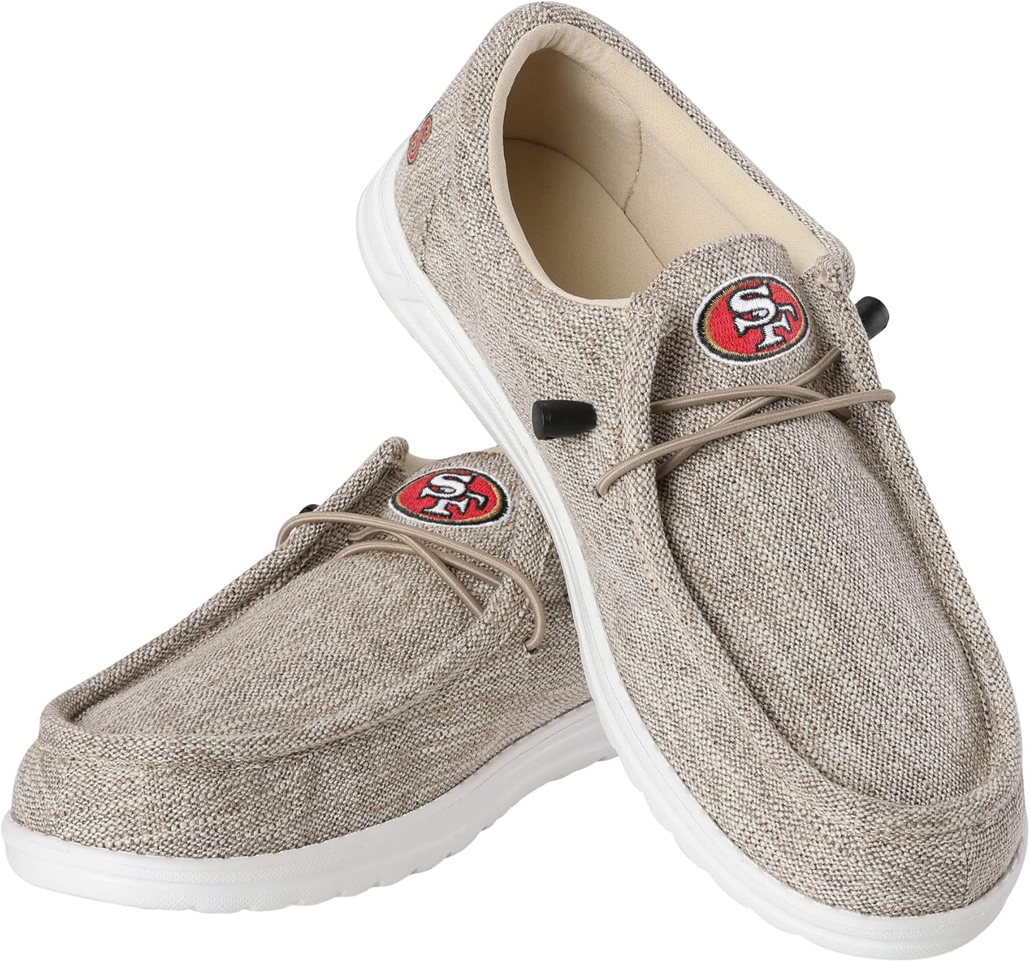 FOCO Men\'s NFL Team Logo Lightweight Loafers Lace Up Cotton Knit Shoes