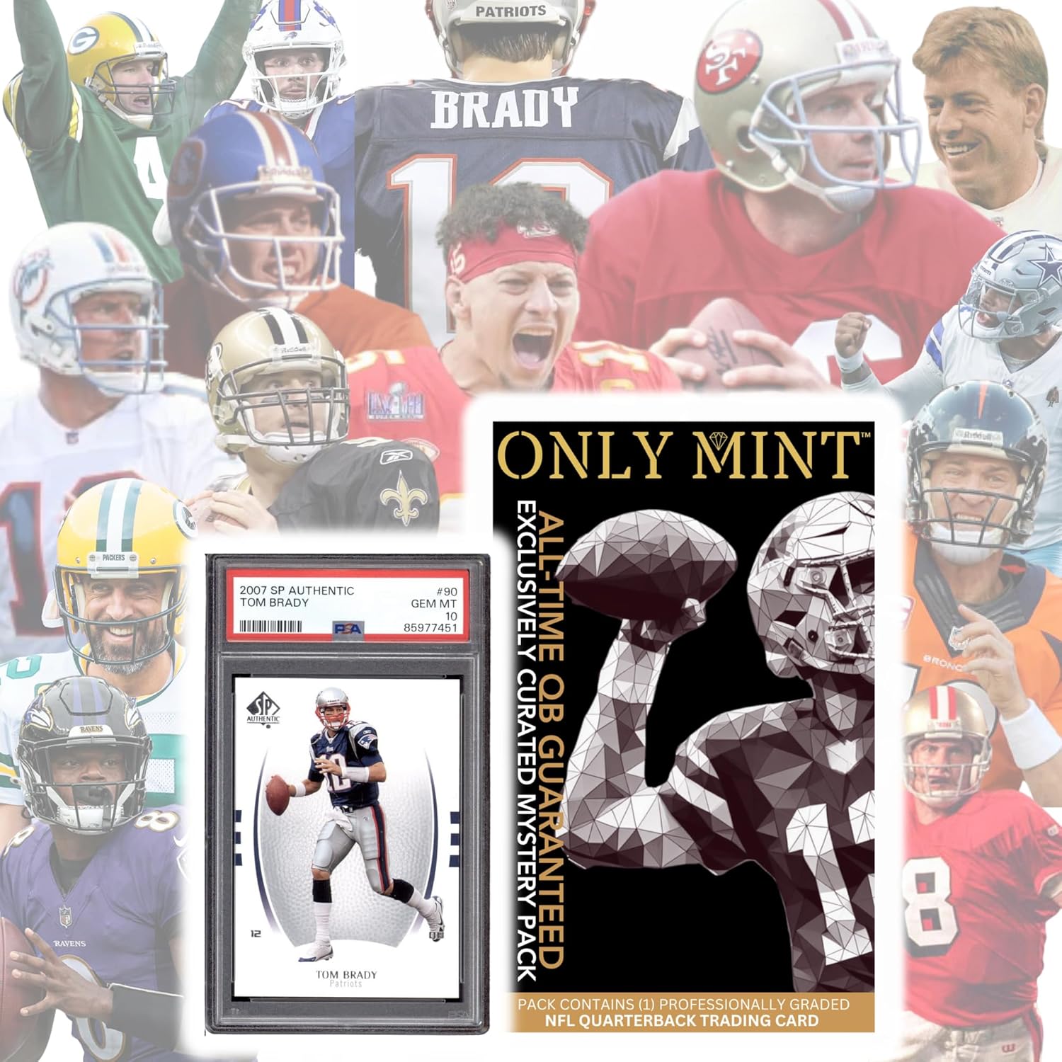 Ultimate Quarterback Guaranteed NFL All-Time Legend or Superstar Graded 8-10 Mint Football Card | Top QB in Each Mystery Pack | Grades by PSA BGS SGC CGC | Blind Bag Contains 1 NFL Card