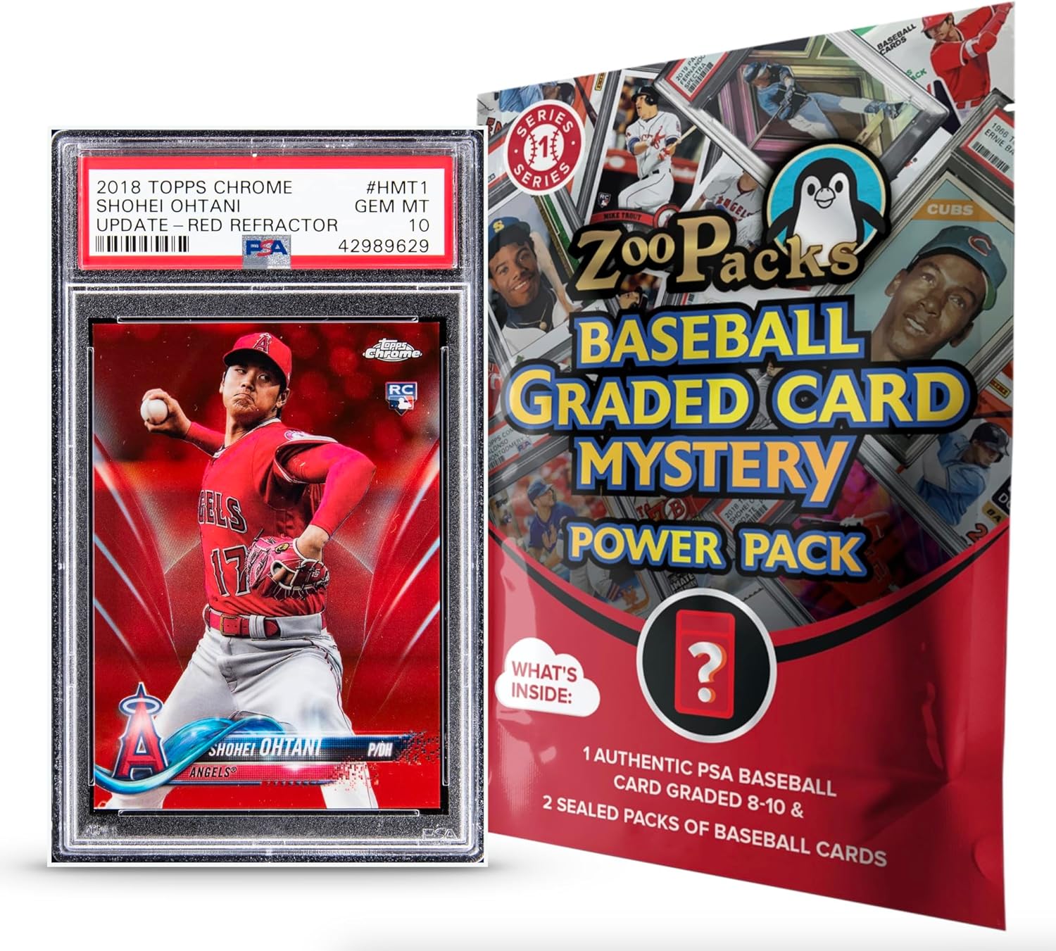 Shohei Ohtani PSA Graded Card Mystery Power Pack - 1 PSA Graded Ohtani Card and 2 Packs of Cards Per Pack - Amazon Exclusive